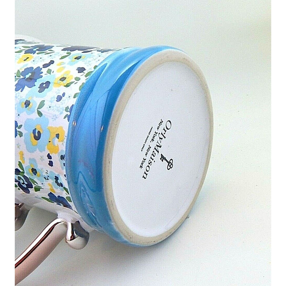 Orly Maison Floral Coffee Mug Teal Gold Handle 16 Oz - Picture 10 of 11
